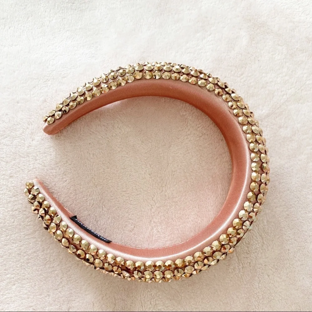 NWOT Rose Gold Headband Pink Sparkly Jeweled Padded Spring Wedding